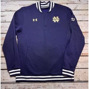 Under Armour Notre Dame Fighting‎ Irish Football 150th Pullover Blue Jacket Lg